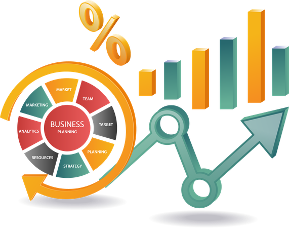 Business management and data analysis percentage  Illustration