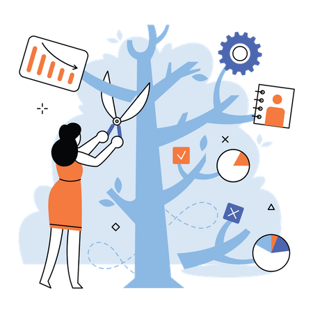 Business management with cutting loss  Illustration