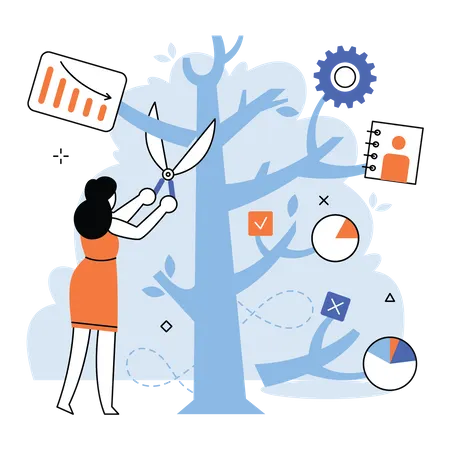 Business management with cutting loss  Illustration