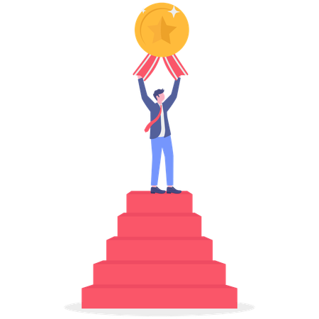 Business manager achieving employee award  Illustration