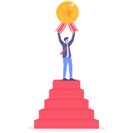 Business manager achieving employee award  Illustration