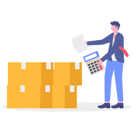 Business manager checking supply assets  Illustration