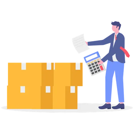 Business manager checking supply assets  Illustration