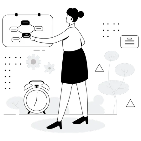 Business manager planning workflow  Illustration