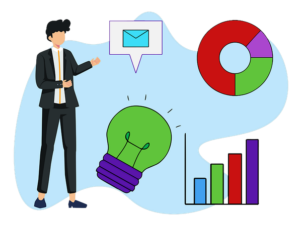 Business manager showing business idea  Illustration
