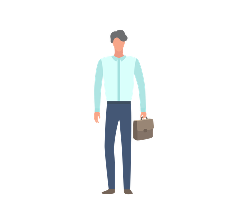 Business manager standing with with briefcase in hand  Illustration