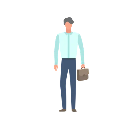 Business manager standing with with briefcase in hand  Illustration