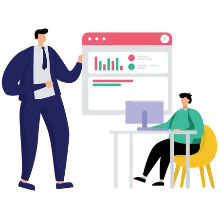 Business manager working on office  Illustration