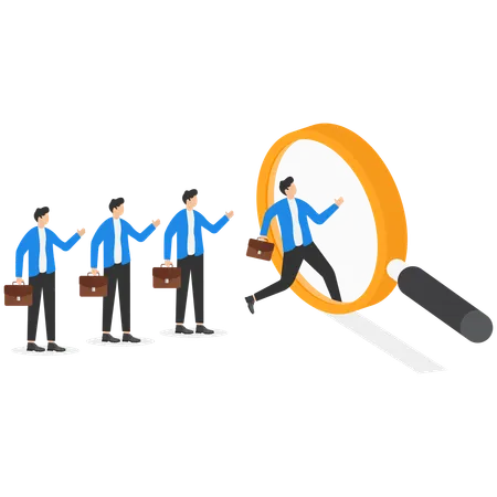 Business managers running in magnifier  Illustration