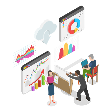 Business managing Big Financial Data  Illustration