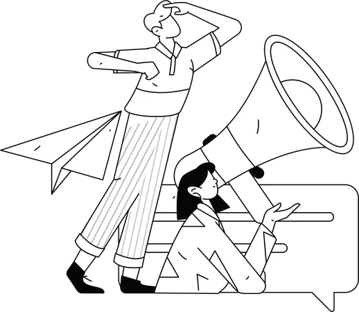 Business marketing announcement by employees  Illustration