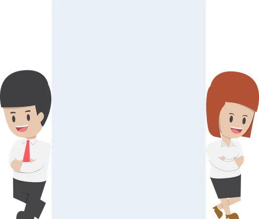 Business People Leaned Against Blank A 4 Size Paper Business Advertising Concept Illustration