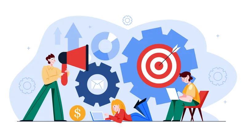 People Work Together In Team Banner Set Strategy And Business Planning Workers Support Each Other Idea Of Success And Victory Isolated Illustration In Cartoon Style Illustration
