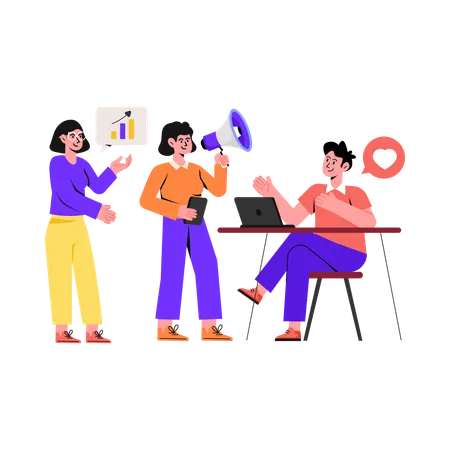 Business Marketing Team  Illustration