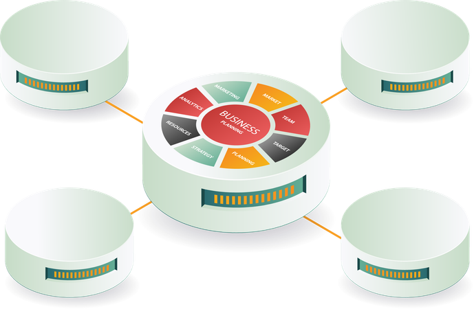 Business mechanism network database  Illustration