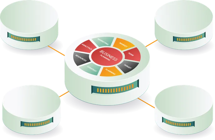 Business mechanism network database  Illustration