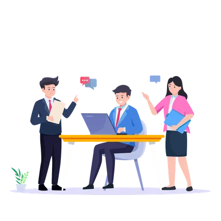 Business Meeting Flat People On Presentation Conference Businessman At Project Strategy Infographic Team Seminar Vector Concept Illustration