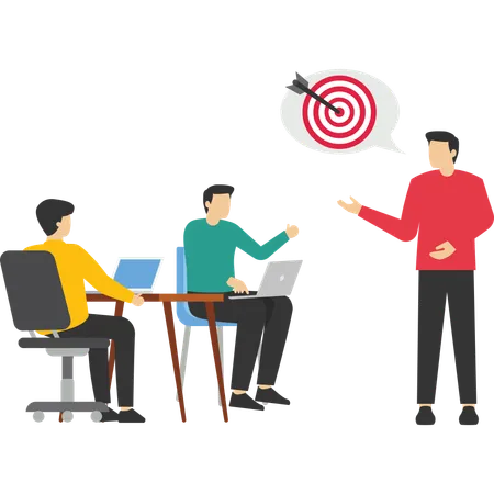 Group Of Business Colleague Having A Meeting Businessman Talking About Target Illustration