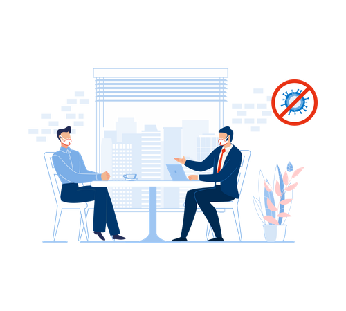 Business meeting during coronavirus pandemic  Illustration