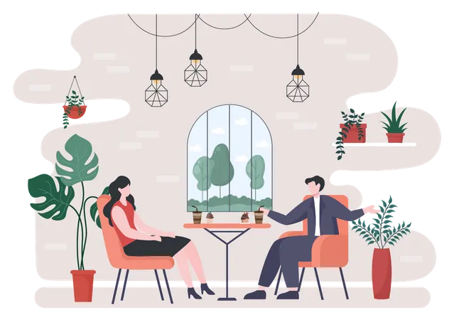 Business meeting in cafe Illustration