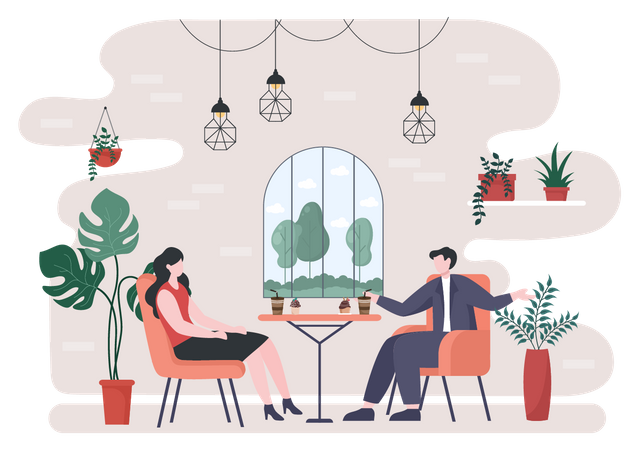 Business meeting in cafe  Illustration