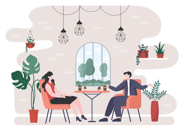 Business meeting in cafe  Illustration