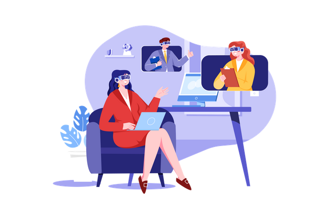 Business meeting in metaverse  Illustration