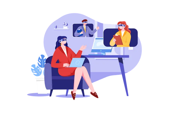 Business meeting in metaverse  Illustration