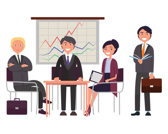 Business Meeting in Office Illustration