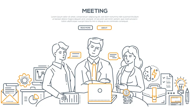Business Meeting - Modern Line Design Style Illustration Illustration
