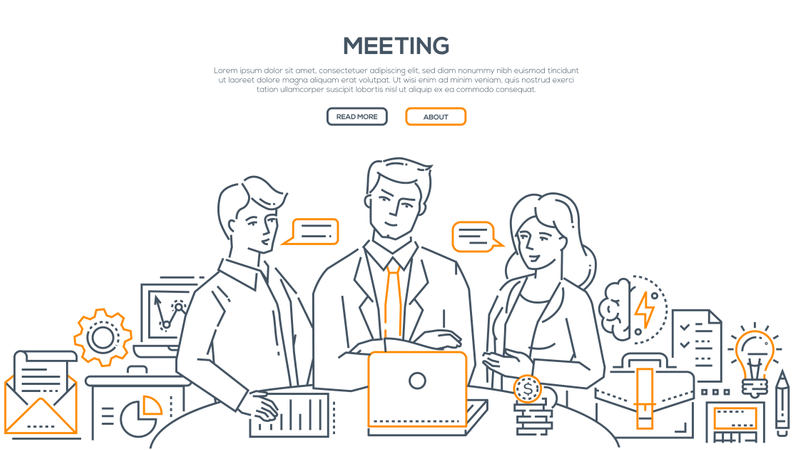 Business Meeting - Modern Line Design Style Illustration  Illustration