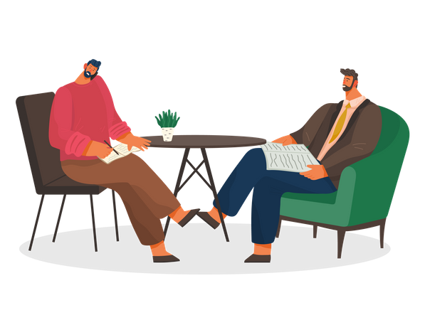 Business Meeting of Partners in Coffee Shop  Illustration