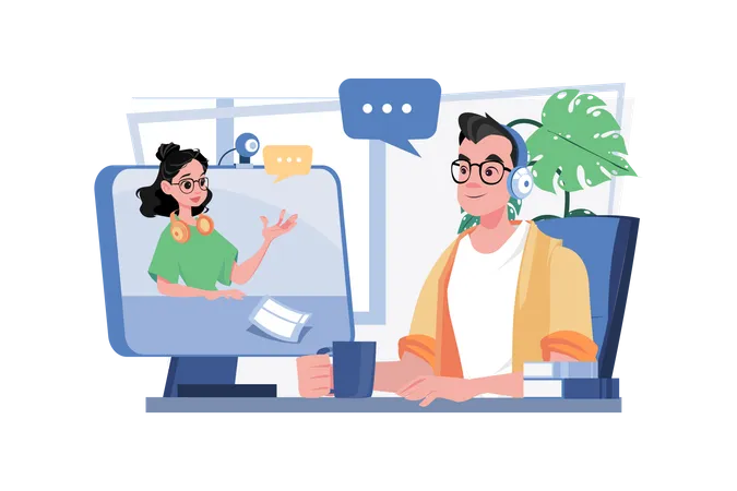 Business Meeting Online  Illustration