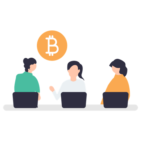Business meeting regarding Bitcoin Illustration