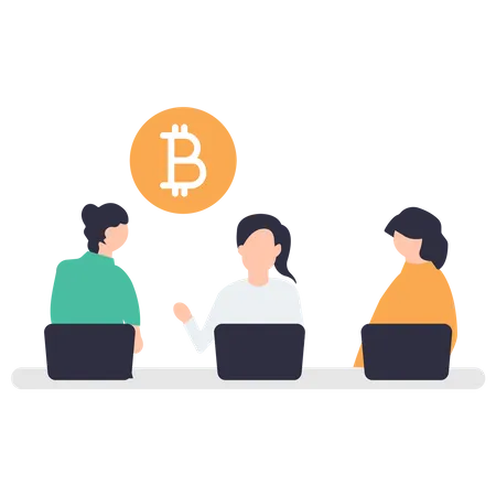 Business meeting regarding Bitcoin Illustration