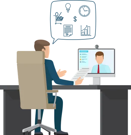 Business meeting - Video Conference Illustration