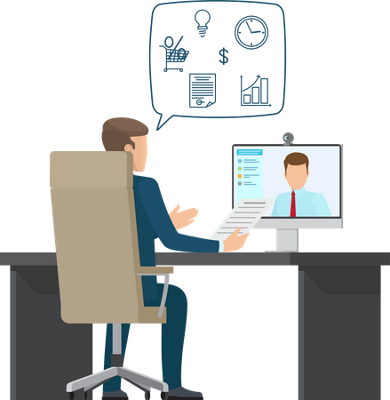 Business meeting - Video Conference  Illustration