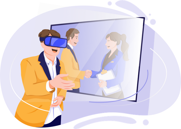 Business Meeting with vr technology  Illustration