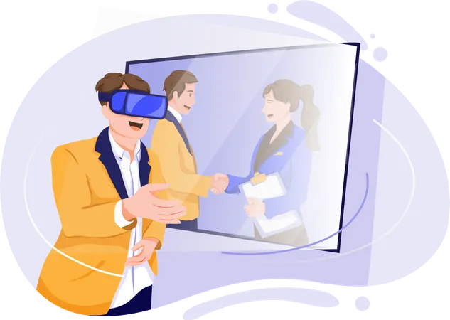 Business Meeting with vr technology  Illustration