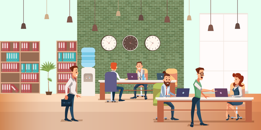 Business Meetings at Creative Office  Illustration