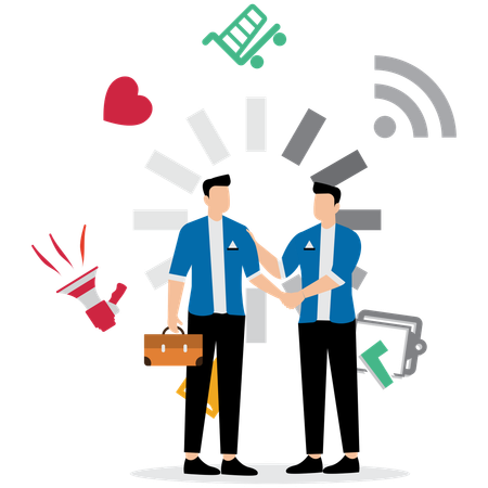 Business men doing Digital Business Contract  Illustration