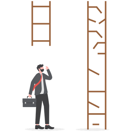 Business men look at broken ladders  Illustration