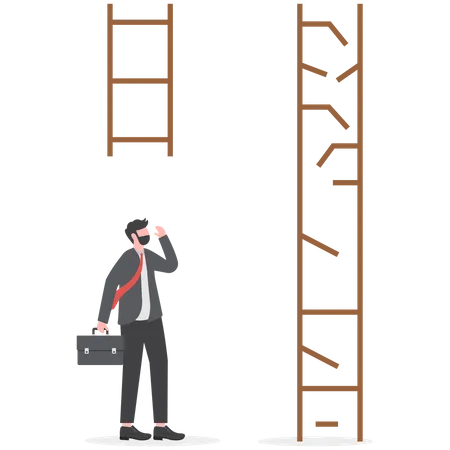 Business Men Look At Broken Ladders Obstacle Business Concept Vector Illustration Illustration