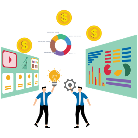 Business Men working together on business startup  Illustration