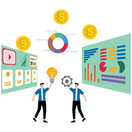 Business Men working together on business startup  Illustration