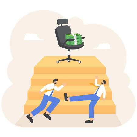 Business Mens are fighting over president of the chair and money  イラスト
