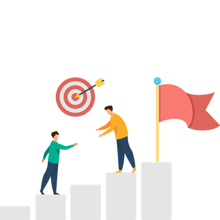 Business mentors help colleagues to succeed and reach goals  Illustration