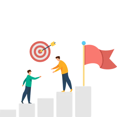 Business mentors help colleagues to succeed and reach goals  Illustration