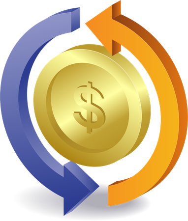 Business money arrow circle rotation  Illustration