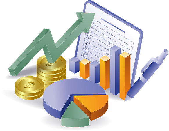 Business money development and management analyst  Illustration